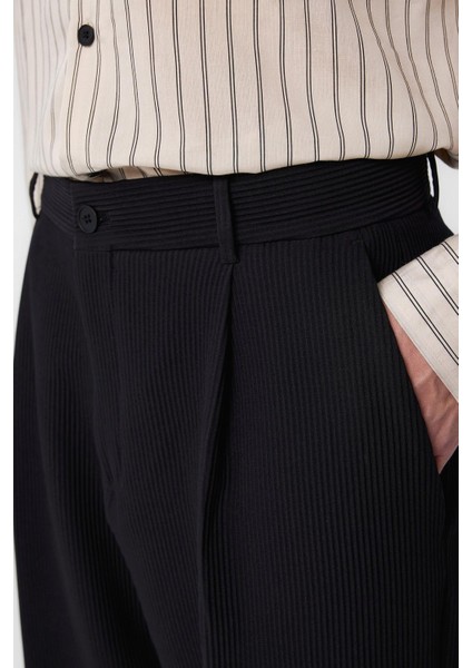Siyah Baggy Fitilli Erkek Pantolon modelleri