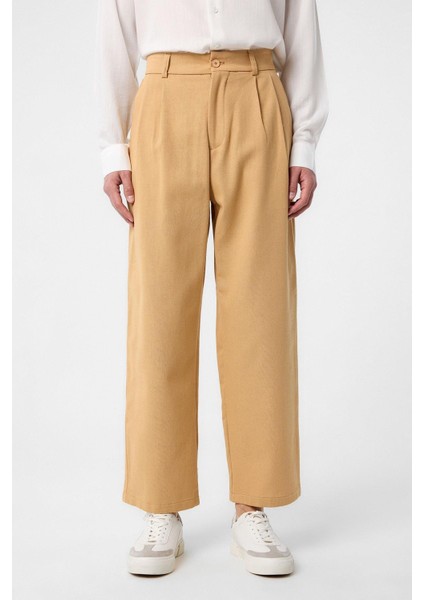 Camel Yüksek Bel Pamuklu Erkek Pantolon