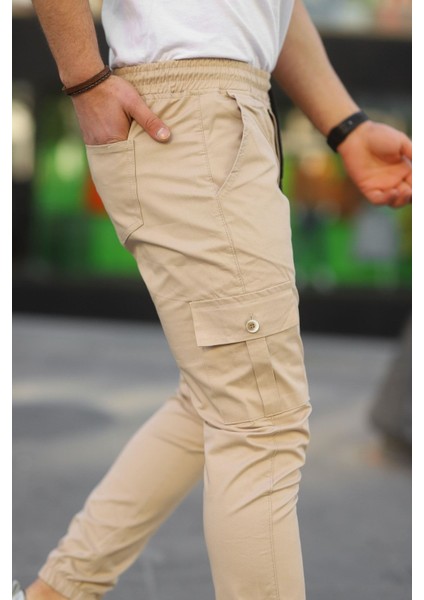 Erkek Slim Fit Beli ve Paçası Lastikli Kargo Cep Pantolon fiyatları