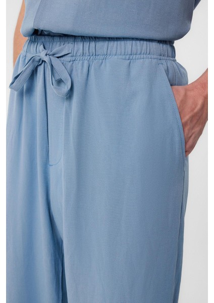 Mavi Keten Karışımlı Jogger Erkek Pantolon modelleri