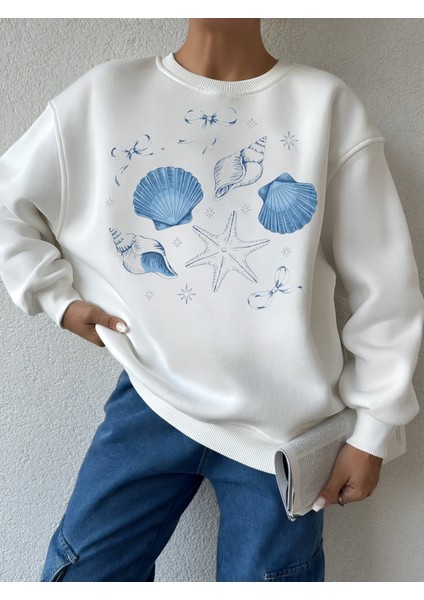 Premium Oversize Kesim Uzun Kollu Baskılı Sweatshirt
