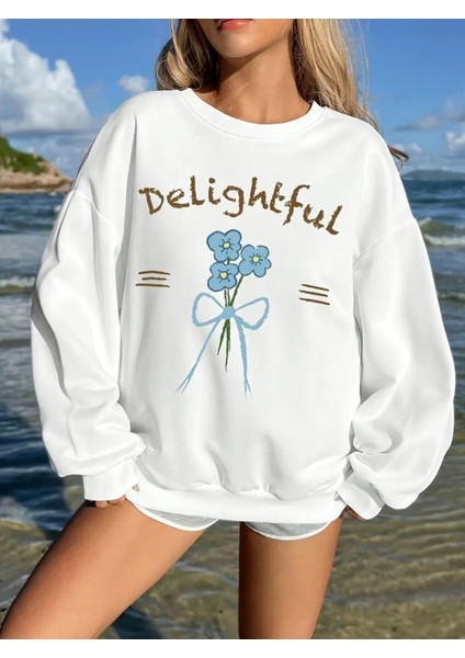 Premium Oversize Kesim Uzun Kollu Baskılı Sweatshirt