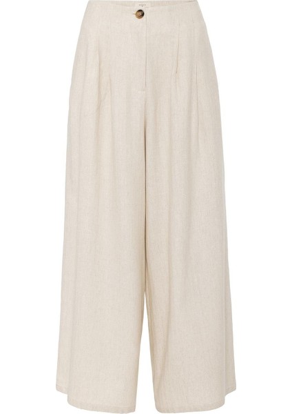 Ekru Keten Karışımlı Kadın Culotte Pantolon indirimleri