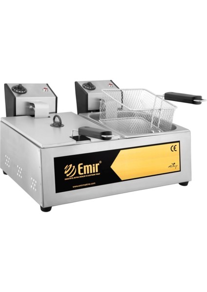 5+5 Litre Elektrikli Fritöz Makinesi, Metalik, Şık ve Kullanışlı, Güçlü Performans