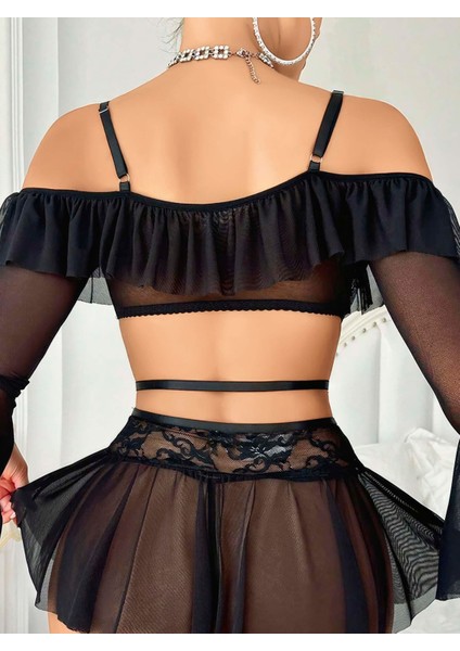 Kadın Siyah Etek Bustiyer Sexy Gecelik Takım 2157 fiyatları