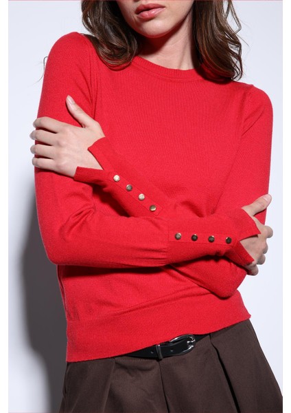 Kırmızı Basic Kadın Triko Kazak