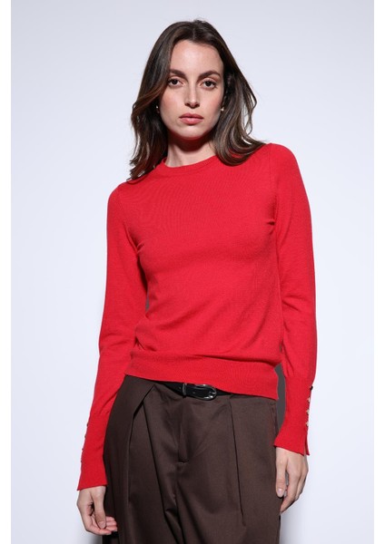 Kırmızı Basic Kadın Triko Kazak fiyatları