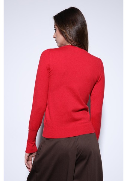Kırmızı Basic Kadın Triko Kazak fırsatları