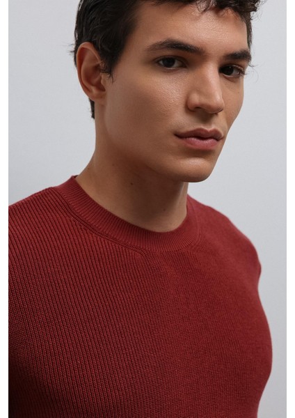 Açık Bordo Dokulu Erkek Kazak modelleri