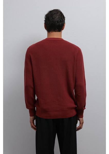 Açık Bordo Dokulu Erkek Kazak fırsatları