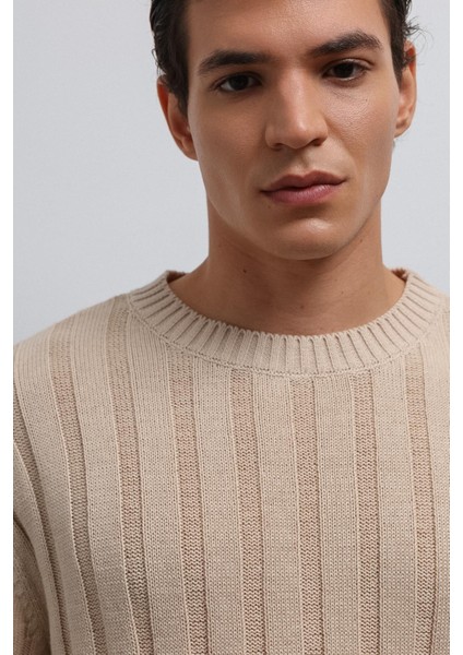 Bej 100% Pamuk Fitilli Erkek Kazak modelleri