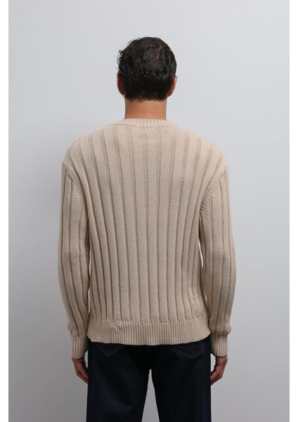 Bej 100% Pamuk Fitilli Erkek Kazak fırsatları