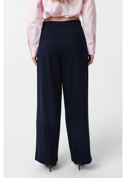 Lacivert Kemerli Pilili Kadın Pantolon fırsatları