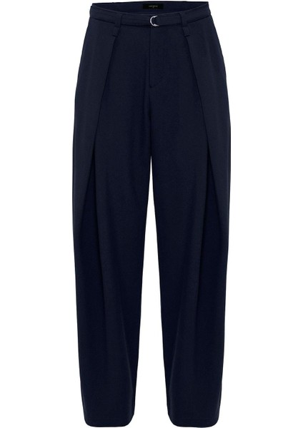 Lacivert Kemerli Pilili Kadın Pantolon indirimleri