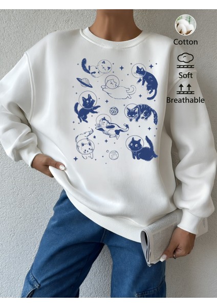 Premium Oversize Kesim Uzun Kollu Baskılı Sweatshirt