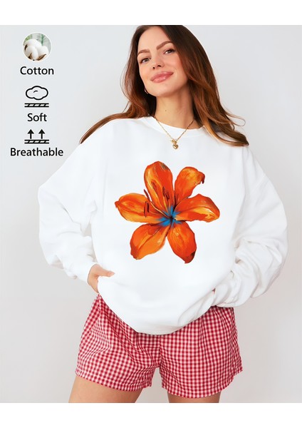 Premium Oversize Kesim Uzun Kollu Baskılı Sweatshirt