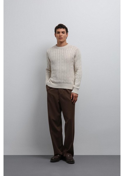 Bej Dokulu Örgü Erkek Kazak modelleri