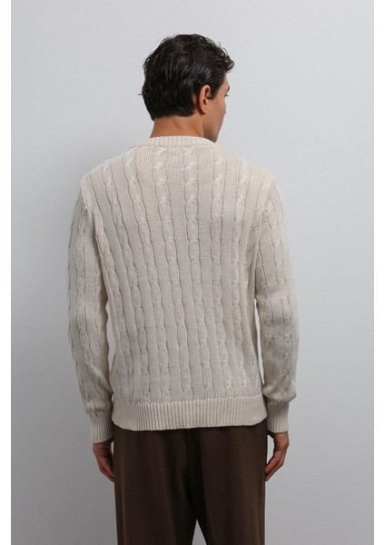 Bej Dokulu Örgü Erkek Kazak indirimleri