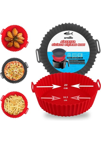 Kırmızı Silikon Pişirme Kabı, Hava Fritözü Aksesuar, Tüm Airfryer'lara Uyumlu fırsatları