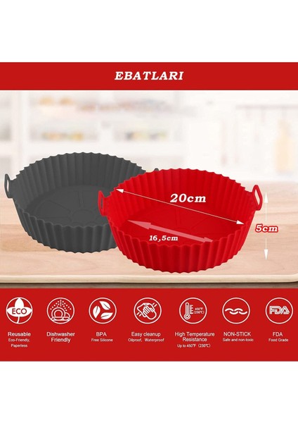 Kırmızı Silikon Pişirme Kabı, Hava Fritözü Aksesuar, Tüm Airfryer'lara Uyumlu indirimleri
