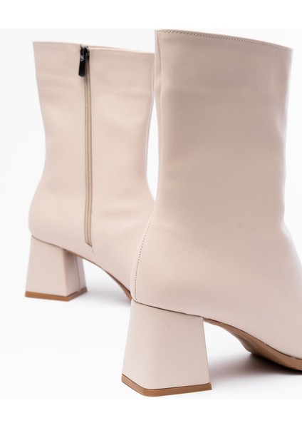 MSK-032 Bej Topuklu Fermuarlı Kadın Bot fırsatları