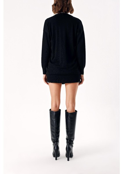 Siyah Kısa Kollu Bluz ve Uzun Parlak Hırka Ikili Takım 28856 fırsatları