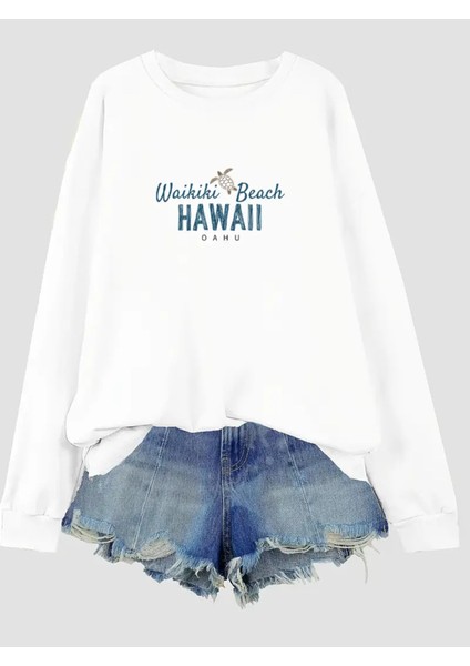 Premium Oversize Kesim Uzun Kollu Baskılı Sweatshirt