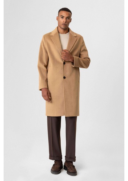 Camel Dokulu Erkek Kaban