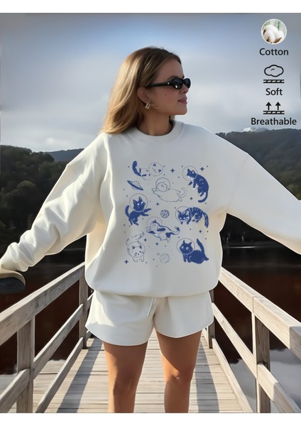Premium Oversize Kesim Uzun Kollu Baskılı Sweatshirt