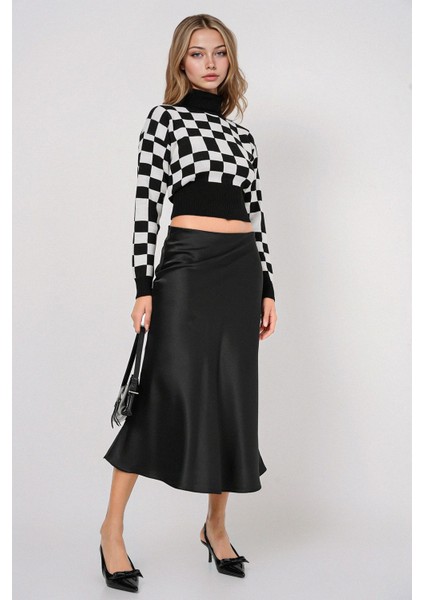 Kadın BDART Elastik A-Form Kesim Midi Etek Multicolor