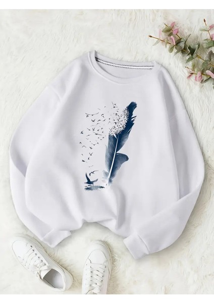 Premium Oversize Kesim Uzun Kollu Baskılı Sweatshirt