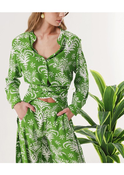 Fıstık Yeşili Beli Lastikli Pantolonlu Ikili Takım 12322 indirimleri