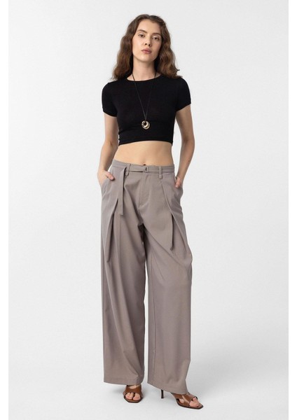Bej Kemerli Pilili Kadın Pantolon fiyatları