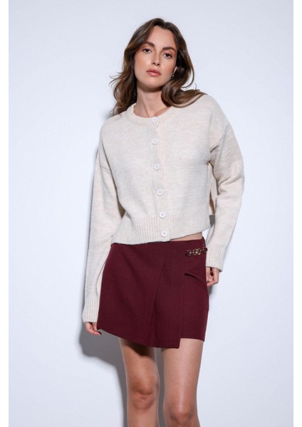 Taş Yırtmaçlı Örgü Triko Kadın Kazak