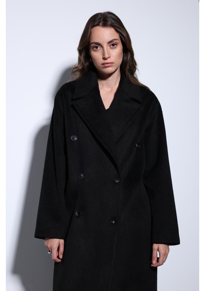 Siyah Kruvaze Kadın Kaban modelleri