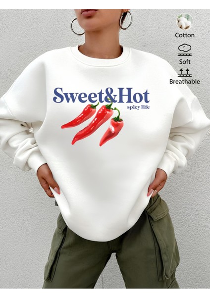 Premium Oversize Kesim Uzun Kollu Baskılı Sweatshirt