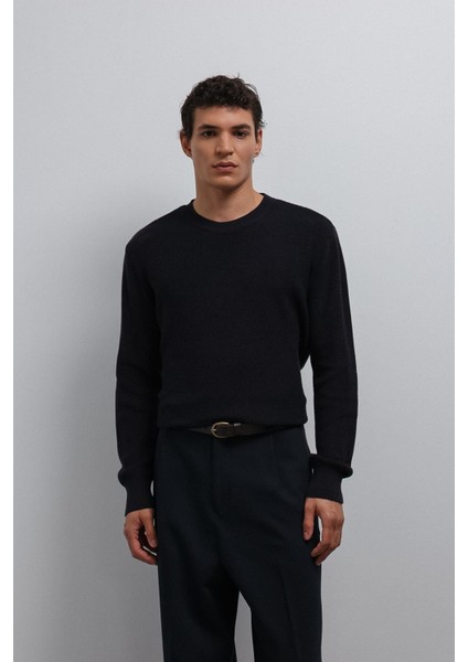 Lacivert Dokulu Erkek Kazak