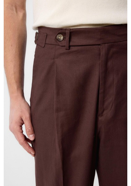 Kahve Italyan Kesim Yüksek Bel Erkek Pantolon modelleri