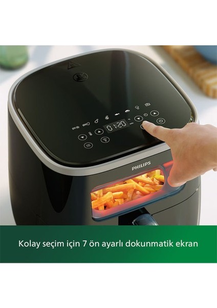 Genis 5,6l Hava Fritöz, Yüksek Performans, Şık Siyah Tasarım