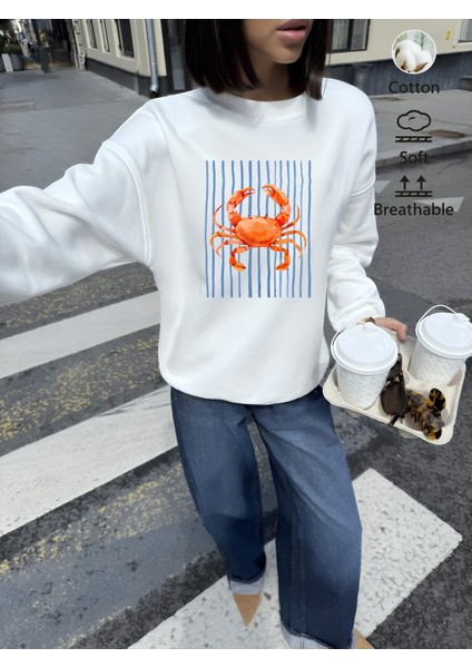 Premium Oversize Kesim Uzun Kollu Baskılı Sweatshirt