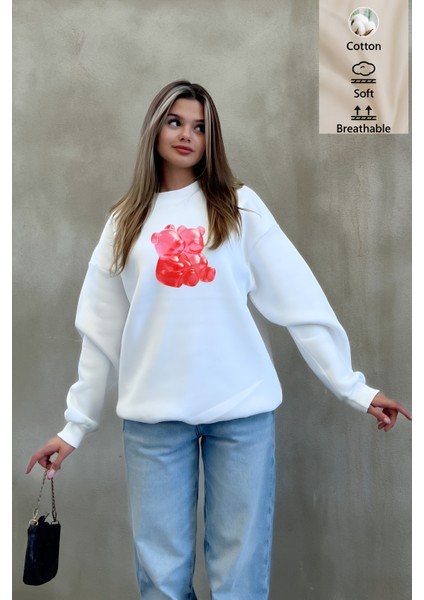 Premium Oversize Kesim Uzun Kollu Baskılı Sweatshirt