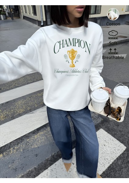 Premium Oversize Kesim Uzun Kollu Baskılı Sweatshirt