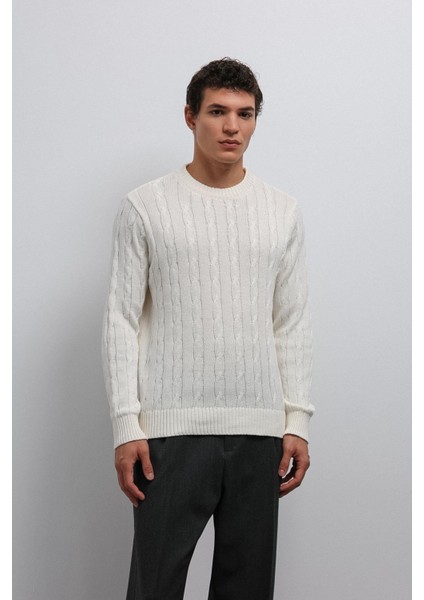 Ekru Dokulu Örgü Erkek Kazak fiyatları