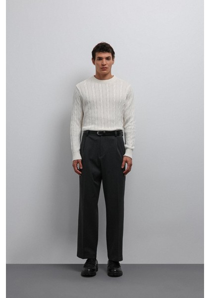 Ekru Dokulu Örgü Erkek Kazak modelleri