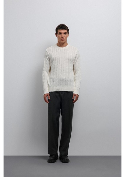 Ekru Dokulu Örgü Erkek Kazak fırsatları