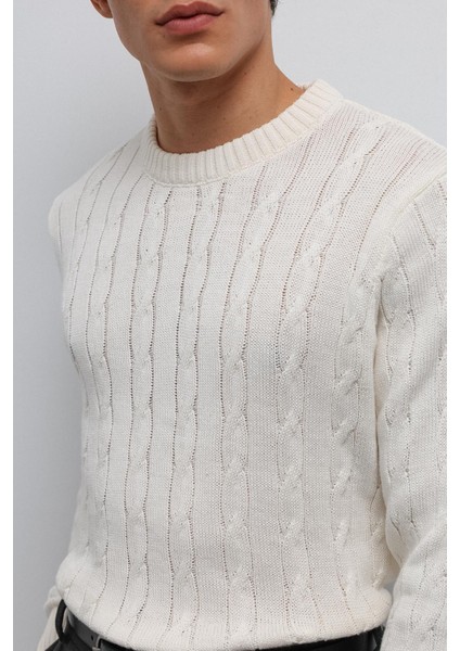 Ekru Dokulu Örgü Erkek Kazak indirimleri