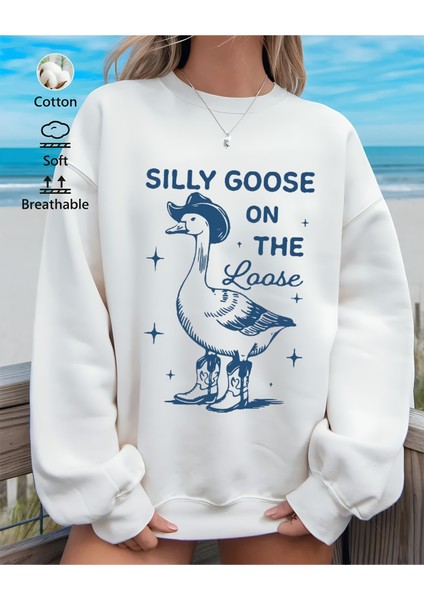 Premium Oversize Kesim Uzun Kollu Baskılı Sweatshirt