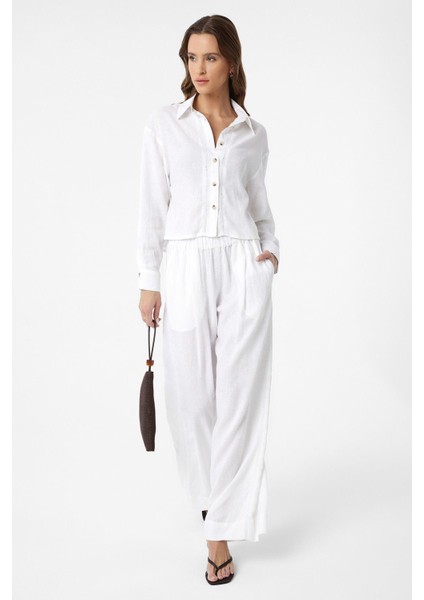 Beyaz Şerit Detaylı Kadın Pantolon fiyatları