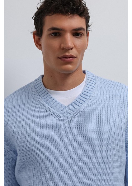 Bebe Mavi Dokulu V Yaka Erkek Kazak indirimleri