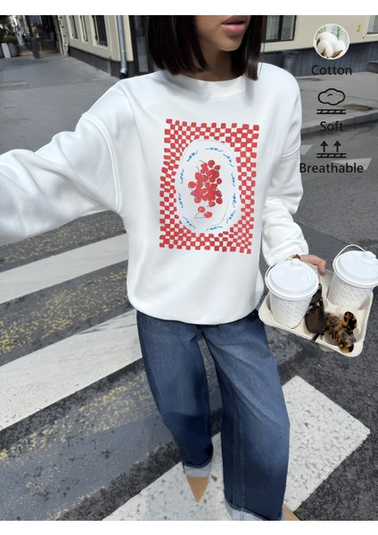 Premium Oversize Kesim Uzun Kollu Baskılı Sweatshirt